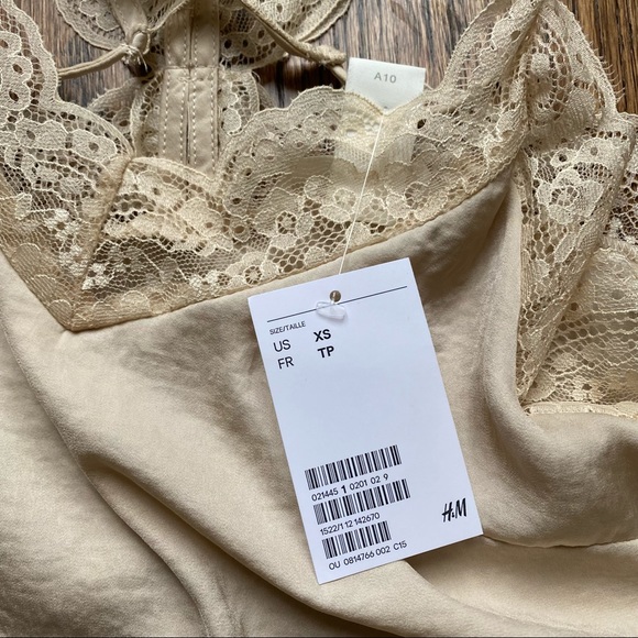 Cream Blush Satin Lace Trim Tank Top - Picture 4 of 7